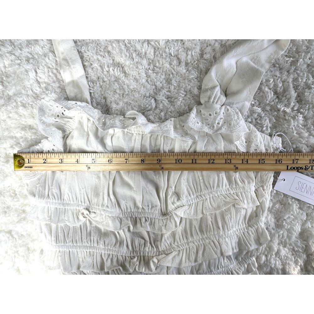Sienna Sky Tank Top White Tiered Ruffle Eyelet Smocked Cropped Top Juniors XL - Picture 7 of 11